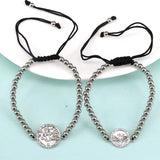 5Pcs Women Bracelet Micro Pave CZ Zircon Tree Cross Bead Braiding