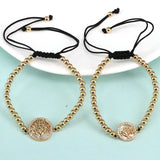 5Pcs Women Bracelet Micro Pave CZ Zircon Tree Cross Bead Braiding