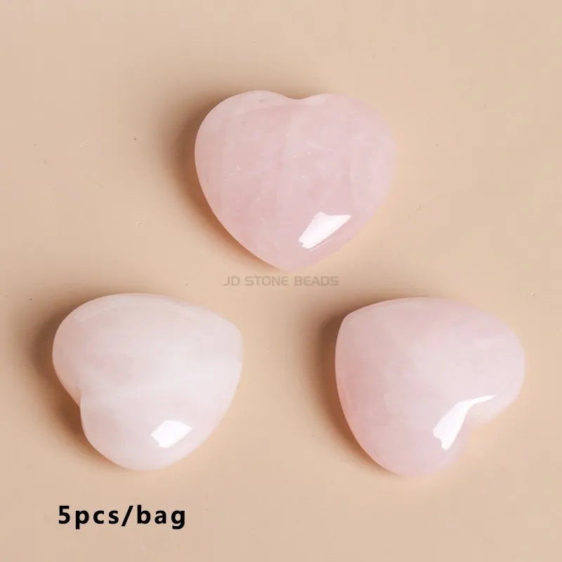 5Pcs/bag Madagascar Natural Rose Quartz Big heart Pink Healing Stone Crystal