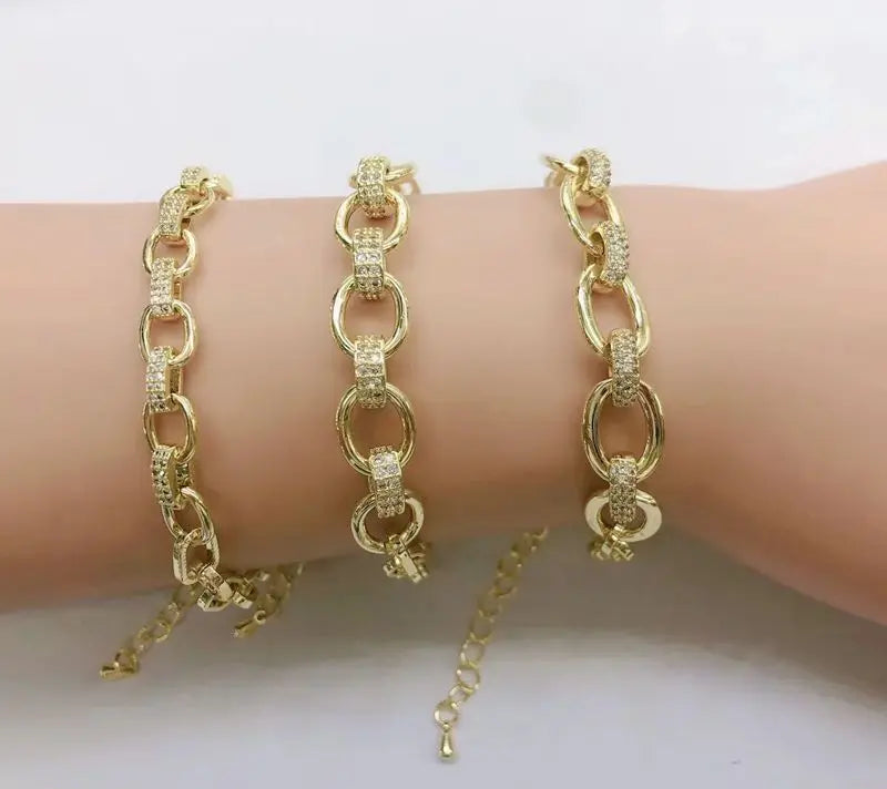 Brass Zircon Bracelet Chain Wedding Charm Jewelry