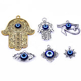 5Pcs Hamsa Evil Eye Pendant for Jewelry Making