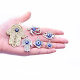 5Pcs Hamsa Evil Eye Pendant for Jewelry Making