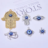 5Pcs Hamsa Evil Eye Pendant for Jewelry Making