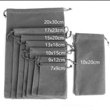 5Pcs/lot Deep Gray Velvet Bag Large Jewelry Pouches