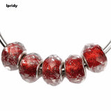 5Pcs Lampwork Glass Beads, Glitter Powder, Rondelle, DIY Jewelry Making