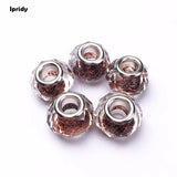 5Pcs Lampwork Glass Beads, Glitter Powder, Rondelle, DIY Jewelry Making