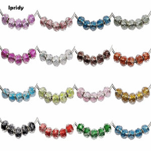 5Pcs Lampwork Glass Beads, Glitter Powder, Rondelle, DIY Jewelry Making