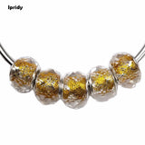5Pcs Lampwork Glass Beads, Glitter Powder, Rondelle, DIY Jewelry Making