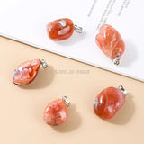 5Pcs Natural Stone Pink Quartz Rough Polished Pendant Amethysts Crystal Charms