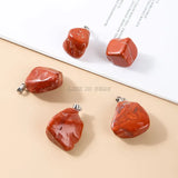 5Pcs Natural Stone Pink Quartz Rough Polished Pendant Amethysts Crystal Charms
