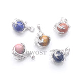 5Pcs Mixed Stone Pendants Round Ball Bead Dragon Claw Crystal Reiki Chakra