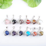 5Pcs Mixed Stone Pendants Round Ball Bead Dragon Claw Crystal Reiki Chakra