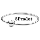5Pcs Silver Plated Charm Bracelets for DIY Beads Bangles