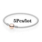 5Pcs Silver Plated Charm Bracelets for DIY Beads Bangles