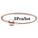 5Pcs Silver Plated Charm Bracelets for DIY Beads Bangles