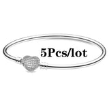 5Pcs Silver Plated Charm Bracelets for DIY Beads Bangles