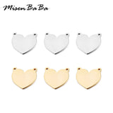 5Pcs Stainless Steel Double Hole Blank Heart Pendants DIY Charm Accessories