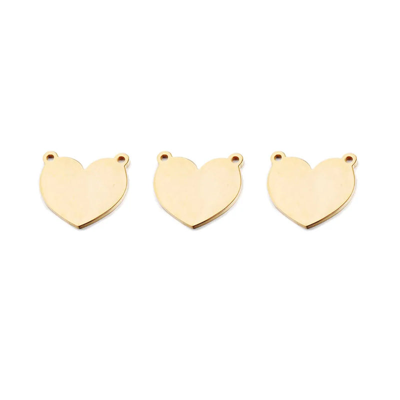 5Pcs Stainless Steel Double Hole Blank Heart Pendants DIY Charm Accessories
