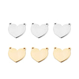 5Pcs Stainless Steel Double Hole Blank Heart Pendants DIY Charm Accessories