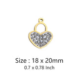 5Pcs Stainless Steel Rhinestone Heart Pendant DIY Jewelry Making Charms