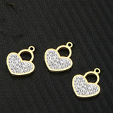 5Pcs Stainless Steel Rhinestone Heart Pendant DIY Jewelry Making Charms