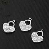 5Pcs Stainless Steel Rhinestone Heart Pendant DIY Jewelry Making Charms