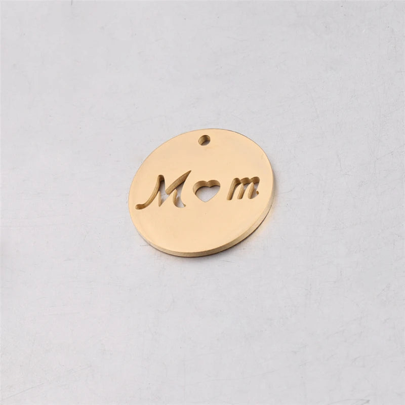 5Pcs/lot Stainless Steel MOM Pendant for Jewelry DIY Making Mom Accessories
