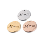 5Pcs/lot Stainless Steel MOM Pendant for Jewelry DIY Making Mom Accessories