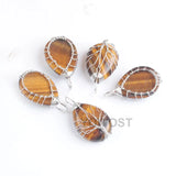 5Pcs Water Drop Tree of Life Pendant Necklace Tigers Eye Stone Reiki Jewelry