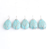 5Pcs Water Drop Tree of Life Pendant Necklace Turquoise Stone Reiki Jewelry