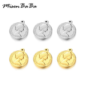 5Pcs Stainless Steel Queen Head Pendant for Jewelry DIY Making