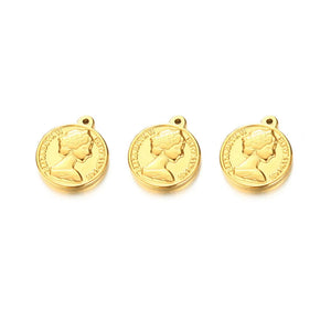 5Pcs Stainless Steel Queen Head Pendant for Jewelry DIY Making