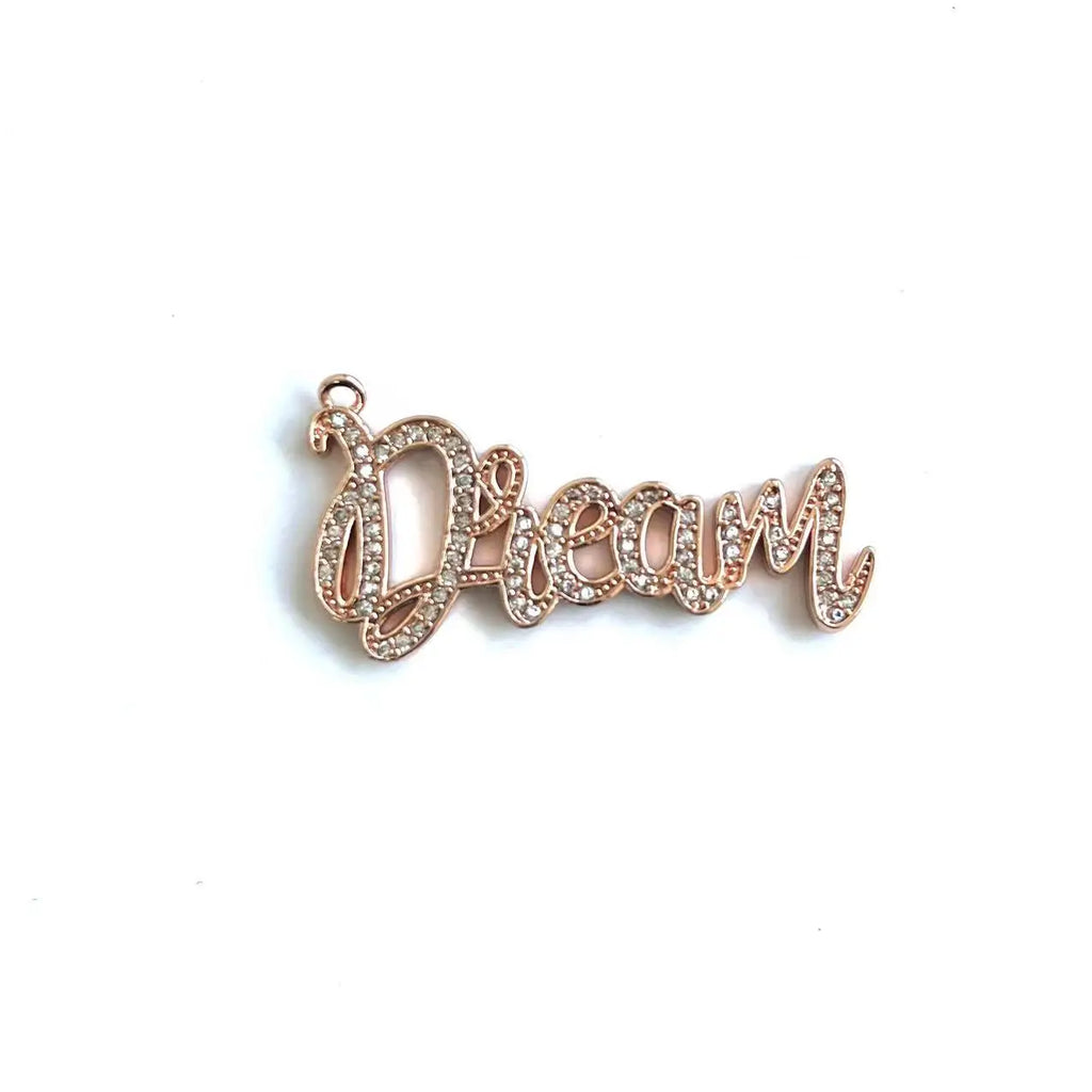 5Pcs Dream Letter Zirconia Pave Women Jewelry Charms