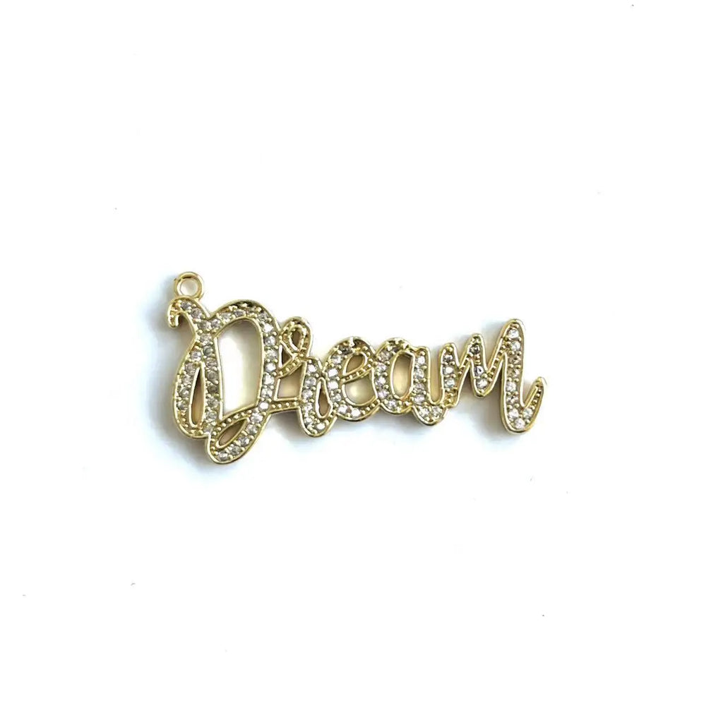5Pcs Dream Letter Zirconia Pave Women Jewelry Charms