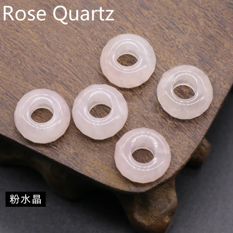 5Pcs 8x14mm Large Hole Beads Faceted Semi-precious Abacus Round