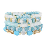 Boho Wood Beads Wrap Bracelet Set Crystal Bangles Wristband Jewelry