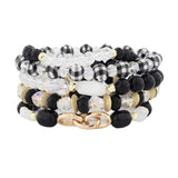 Boho Wood Beads Wrap Bracelet Set Crystal Bangles Wristband Jewelry