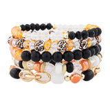 Boho Wood Beads Wrap Bracelet Set Crystal Bangles Wristband Jewelry
