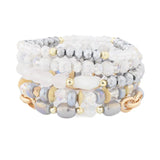 Boho Wood Beads Wrap Bracelet Set Crystal Bangles Wristband Jewelry