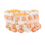 Boho Wood Beads Wrap Bracelet Set Crystal Bangles Wristband Jewelry