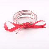 5Pcs Leather Bangles Bracelet Set Women's Jelly Silicone Bracelet Gift