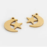 5Pcs Stainless Steel Moon Charms For DIY Earrings Necklace Making