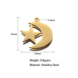 5Pcs Stainless Steel Moon Charms For DIY Earrings Necklace Making