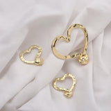 5Pcs Gold Heart Charms Pendant For Jewelry Making