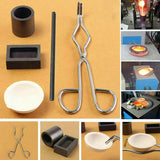 5pc Torch Melting Kit Silver Crucible Tong Rod Graphite Ingot Mold Set