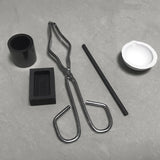 5pc Torch Melting Kit Silver Crucible Tong Rod Graphite Ingot Mold Set