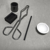 5-Piece Torch Melting Kit Silver Crucible Tong Rod Graphite Ingot Mold Casting