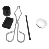 5Pc Torch Melting Kit Silver Crucible Tong Rod Graphite Ingot Mold