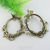 Antique Style Bronze Butterfly Lace Oval Charms Necklace Pendant