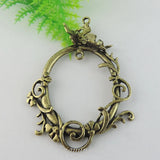 Antique Style Bronze Butterfly Lace Oval Charms Necklace Pendant